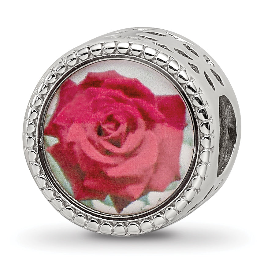 Sterling Silver Reflections Rhodium-plated June Flower Bead