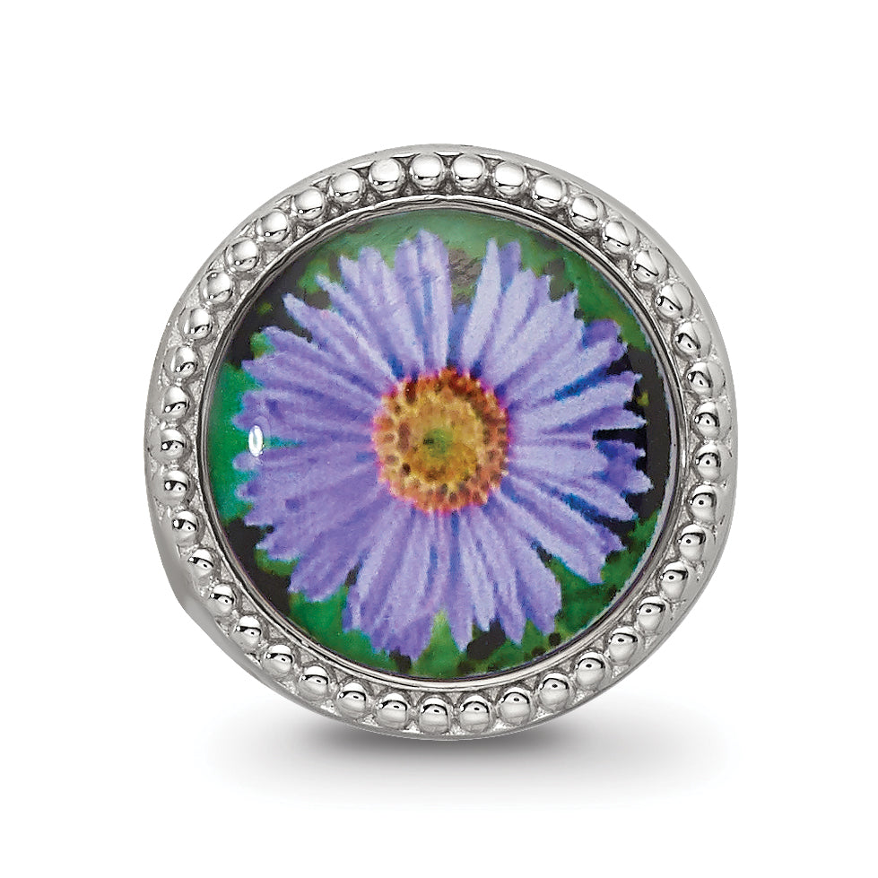 Sterling Silver Reflections Rhodium-plated September Flower Bead