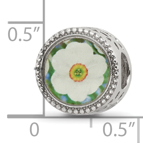 Sterling Silver Reflections Rhodium-plated December Flower Bead