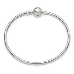 Sterling Silver Reflections Rhodium-plated Bangle with a Circle Clasp Bead