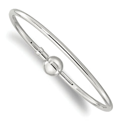 Sterling Silver Reflections Rhodium-plated Bangle with a Circle Clasp Bead