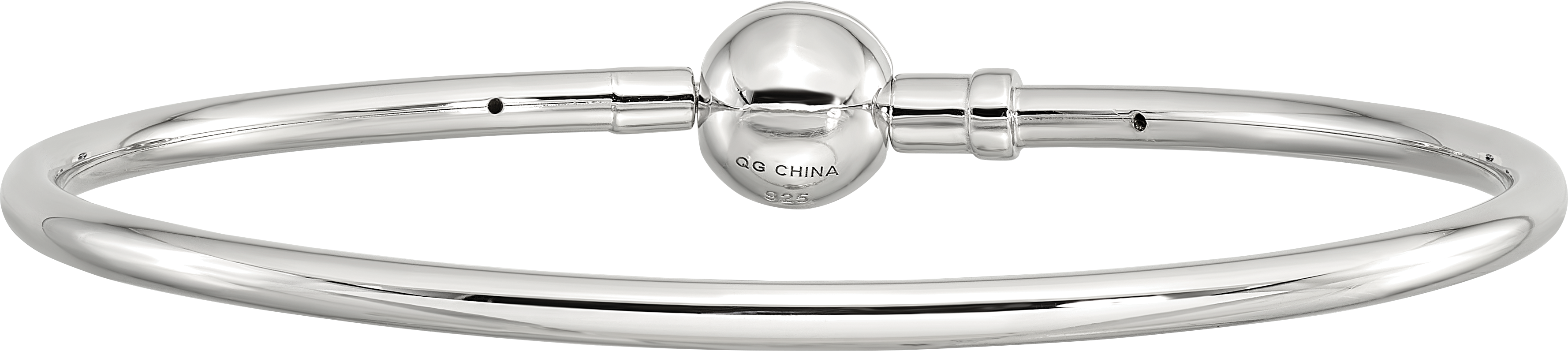 Sterling Silver Reflections Rhodium-plated Bangle with a Circle Clasp Bead