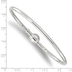 Sterling Silver Reflections Rhodium-plated Bangle with a Circle Clasp Bead