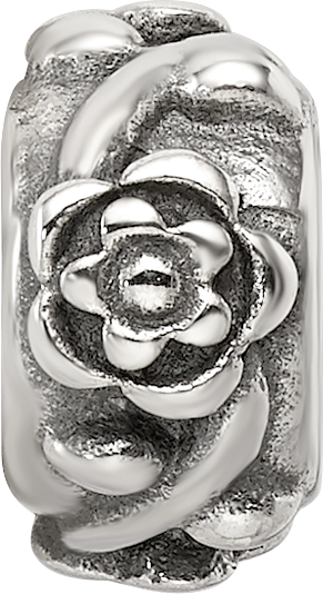 Sterling Silver Reflections Antiqued Flower Chain Bead