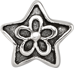 Sterling Silver Reflections Antiqued Star with Flower Kids Bead