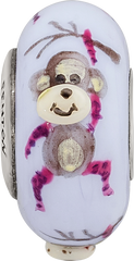 Sterling Silver Reflections Hand Painted Monkey, Purple Glass Bead