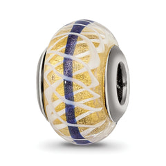 Sterling Silver Reflections Gold/Blue/White Italian Glass Bead