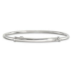 Sterling Silver Reflections Rhodium-plated Hinged Clasp Bangle