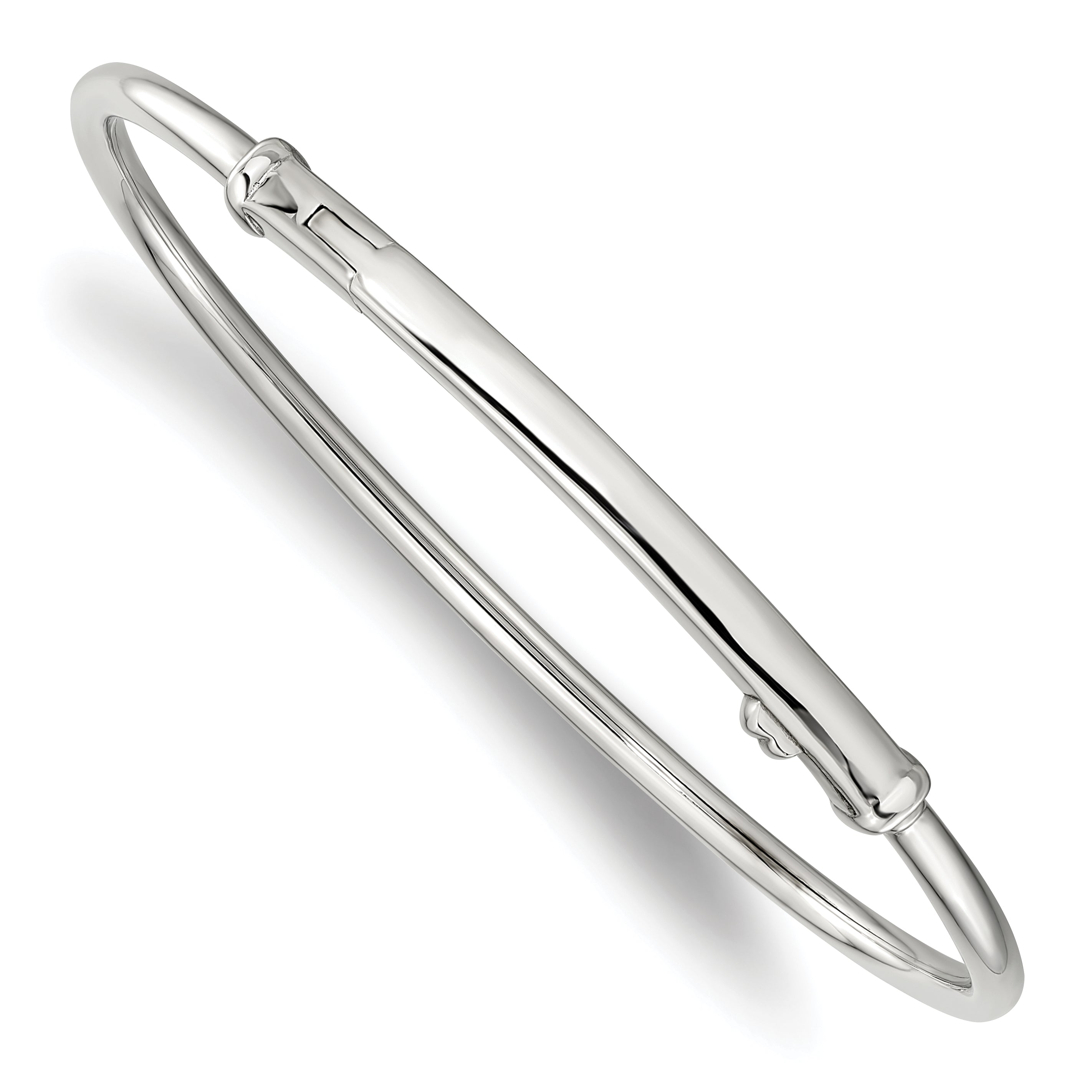 Sterling Silver Reflections Rhodium-plated Hinged Clasp Bangle