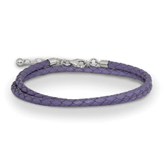 SS Reflections Purple Leather Rh-plated 14in w/2in ext Choker/Wrap Bracelet