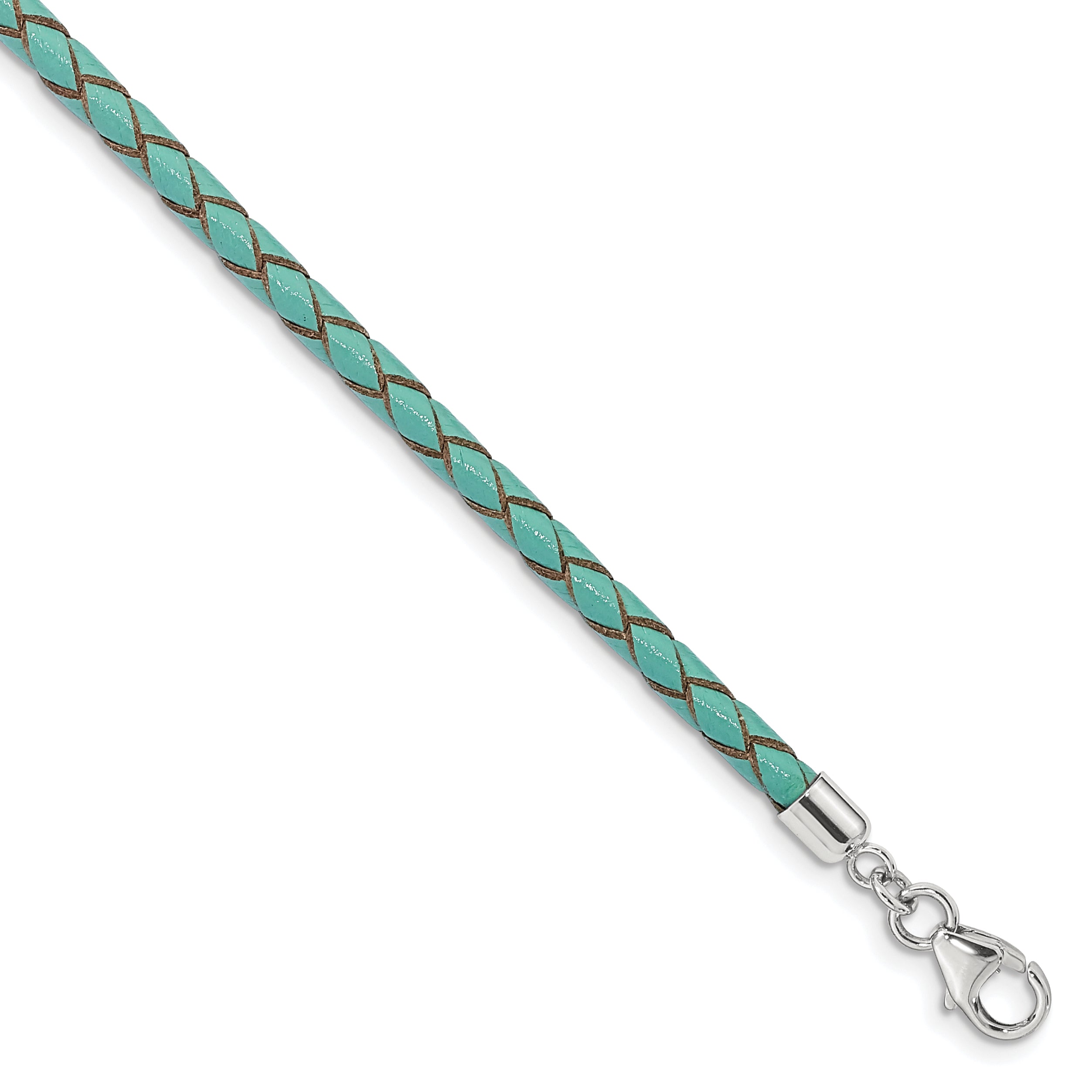 SS Reflections Teal Leather Rh-plated 14in w/2in ext Choker/Wrap Bracelet