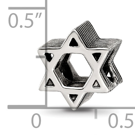 Sterling Silver Reflections Textured Star of David Bead