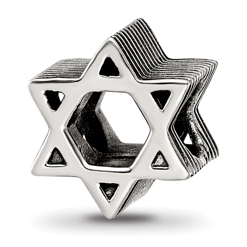 Sterling Silver Reflections Textured Star of David Bead