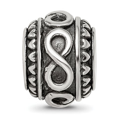 Sterling Silver Reflections Antiqued Infinity & Heart Pattern Bead