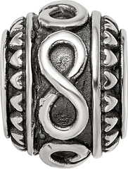 Sterling Silver Reflections Antiqued Infinity & Heart Pattern Bead