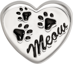 Sterling Silver Reflections Enamel Meow Paw Print Heart Bead