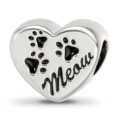 Sterling Silver Reflections Enamel Meow Paw Print Heart Bead