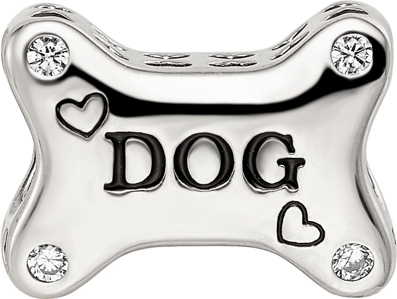 Sterling Silver Reflections Enamel Dog Bone CZ Bead