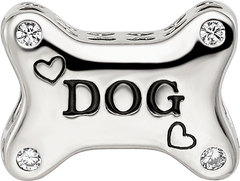 Sterling Silver Reflections Enamel Dog Bone CZ Bead