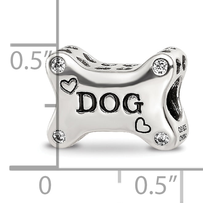 Sterling Silver Reflections Enamel Dog Bone CZ Bead