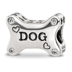 Sterling Silver Reflections Enamel Dog Bone CZ Bead