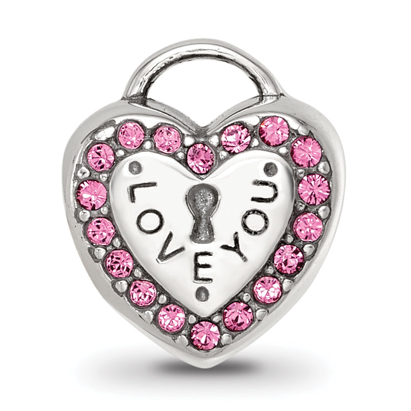 Sterling Silver Reflections Crystals Heart Lock Bead