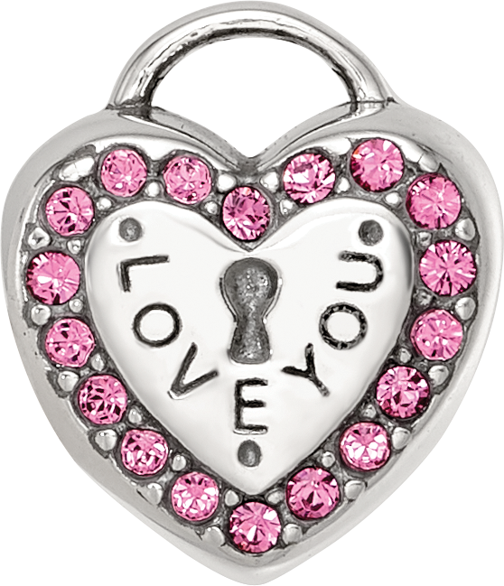 Sterling Silver Reflections Crystals Heart Lock Bead