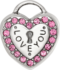 Sterling Silver Reflections Crystals Heart Lock Bead