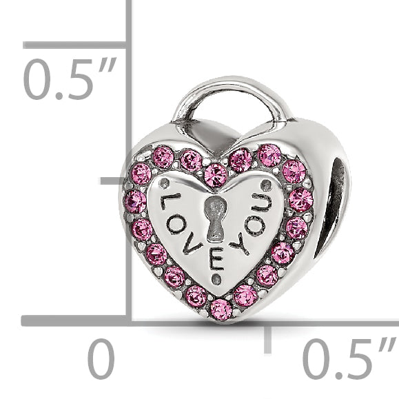 Sterling Silver Reflections Crystals Heart Lock Bead