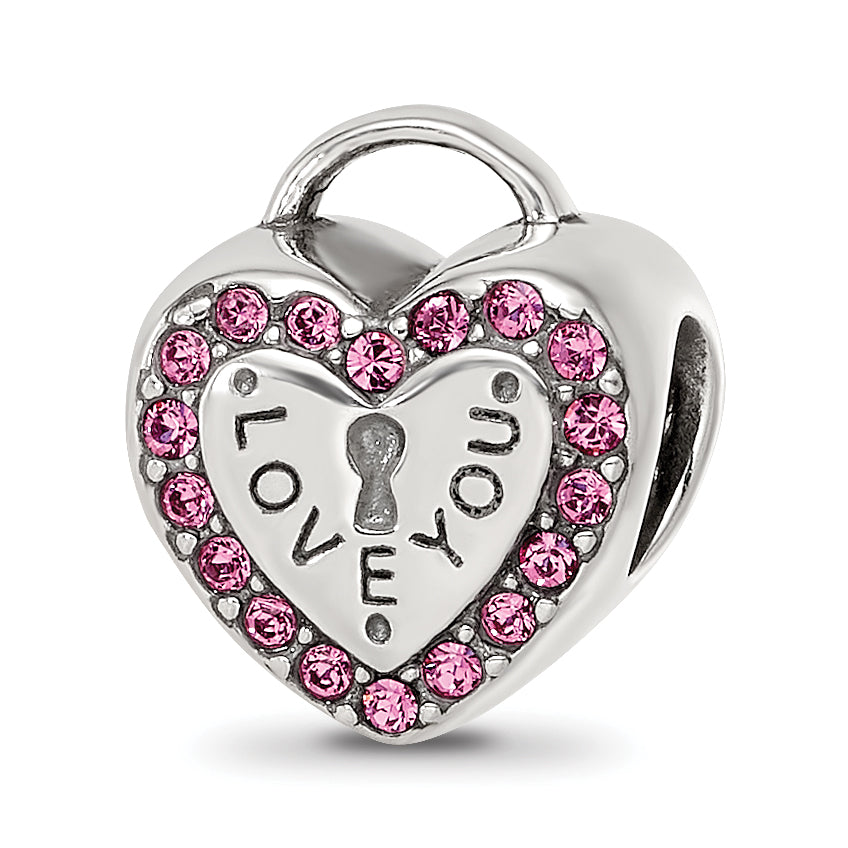 Sterling Silver Reflections Crystals Heart Lock Bead