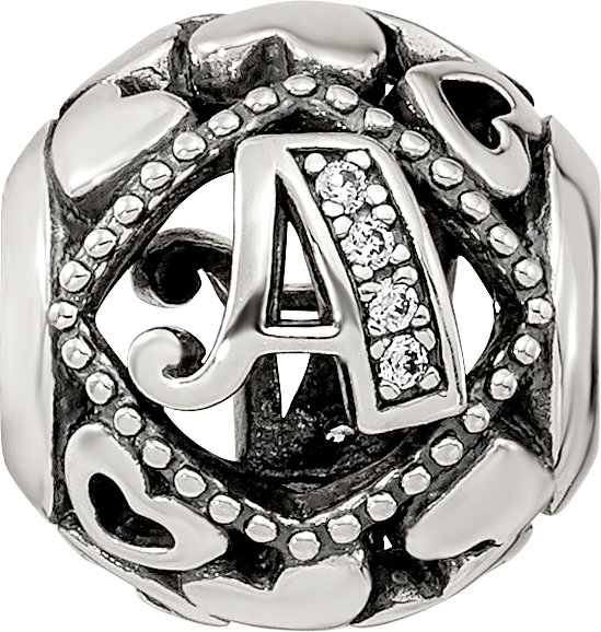 Sterling Silver Reflections CZ Letter A Bead