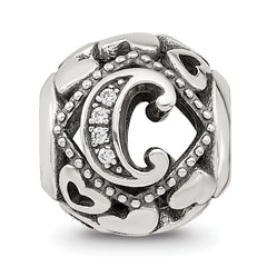 Sterling Silver Reflections CZ Letter C Bead