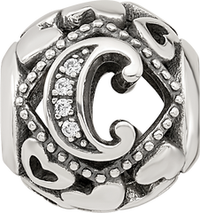 Sterling Silver Reflections CZ Letter C Bead