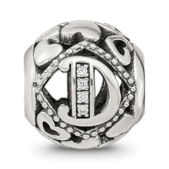 Sterling Silver Reflections CZ Letter D Bead