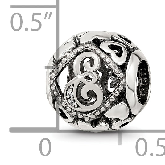 Sterling Silver Reflections CZ Letter E Bead