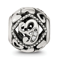 Sterling Silver Reflections CZ Letter G Bead