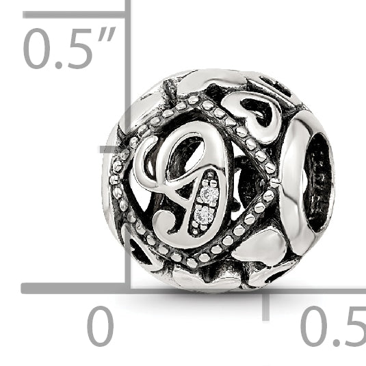 Sterling Silver Reflections CZ Letter G Bead