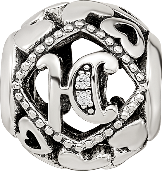 Sterling Silver Reflections CZ Letter H Bead