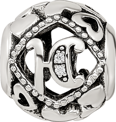 Sterling Silver Reflections CZ Letter H Bead