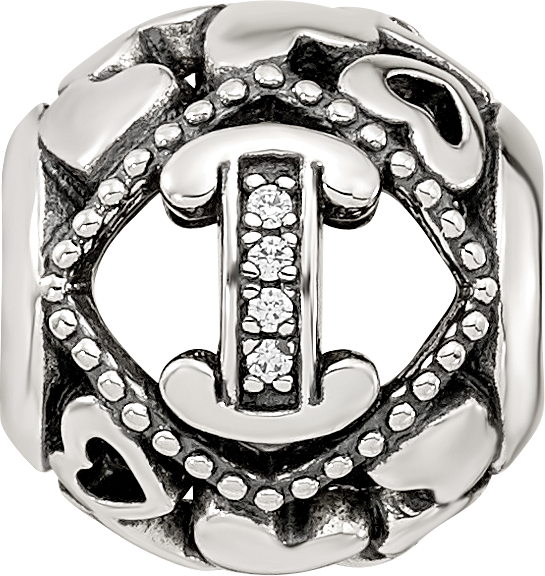 Sterling Silver Reflections CZ Letter I Bead