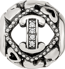 Sterling Silver Reflections CZ Letter I Bead