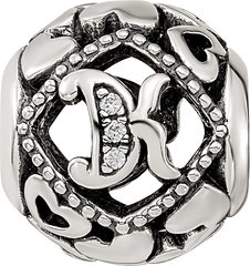 Sterling Silver Reflections CZ Letter K Bead