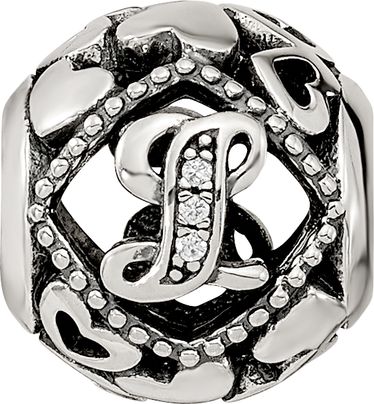 Sterling Silver Reflections CZ Letter L Bead