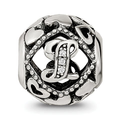 Sterling Silver Reflections CZ Letter L Bead