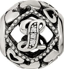 Sterling Silver Reflections CZ Letter L Bead