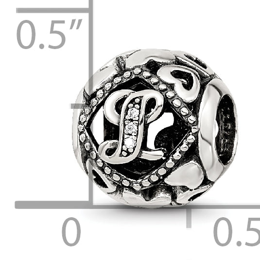 Sterling Silver Reflections CZ Letter L Bead