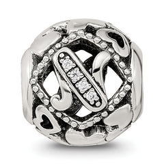 Sterling Silver Reflections CZ Letter N Bead