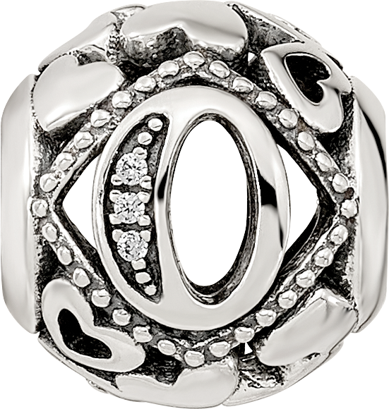 Sterling Silver Reflections CZ Letter O Bead