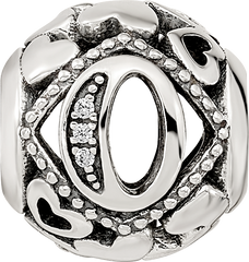 Sterling Silver Reflections CZ Letter O Bead