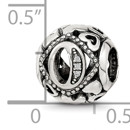 Sterling Silver Reflections CZ Letter O Bead